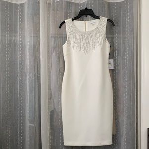 Calvin Klein, White, Scuba Sheath Dress. Size 4